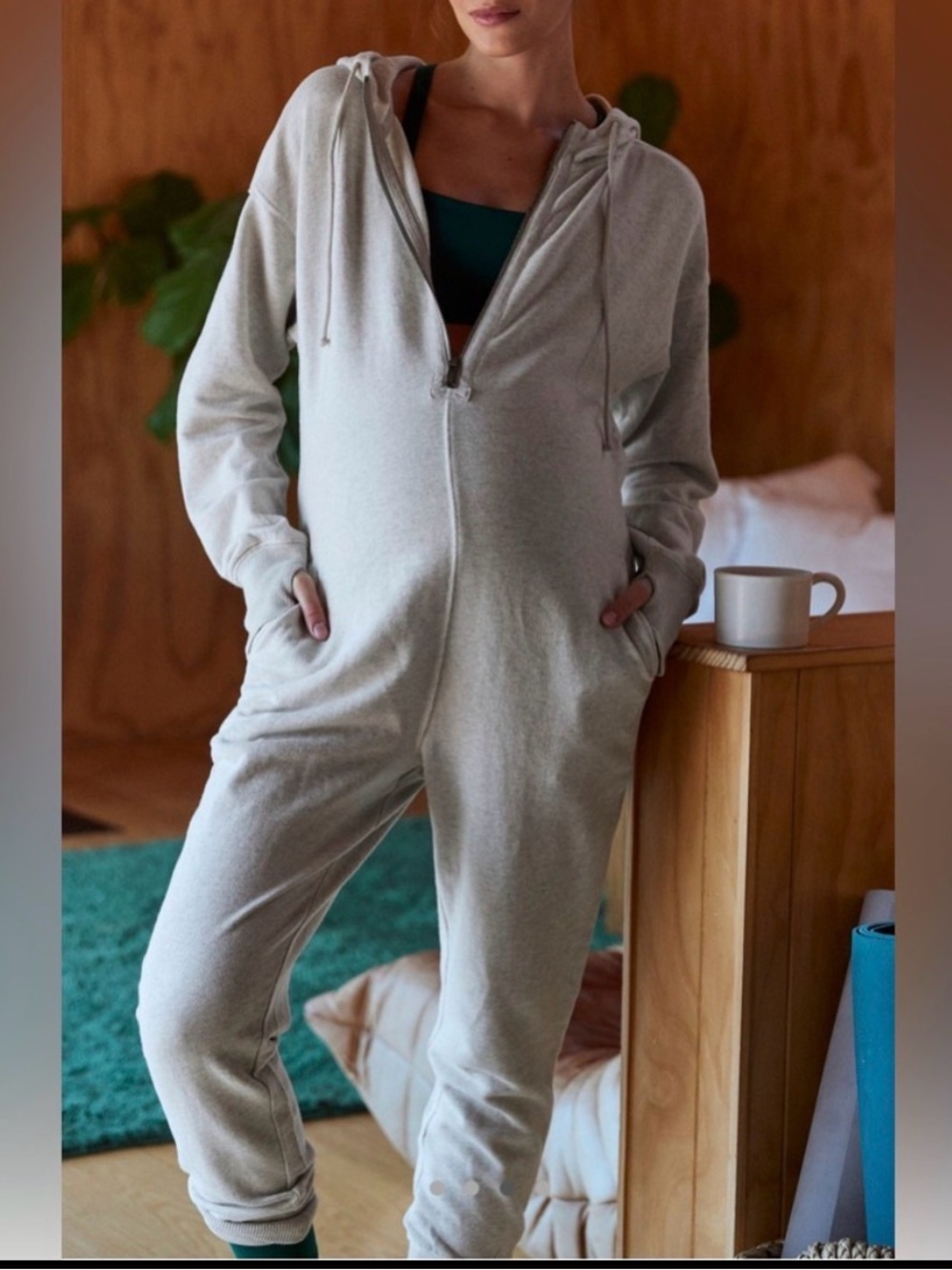 Free People x Hatch Maternity Jumpsuit Hoodie Zip Small NWT